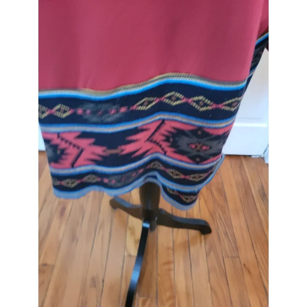 Spense Copper Knit Dress Aztec Sweater Trim 16W Boho Western Hippie Equestrian - Picture 5 of 10